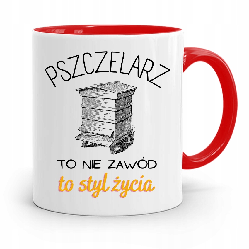 Kubek Czerwony Pszczelarza To Styl Życia Prezent Z Nadrukiem Ze Zdjęciem