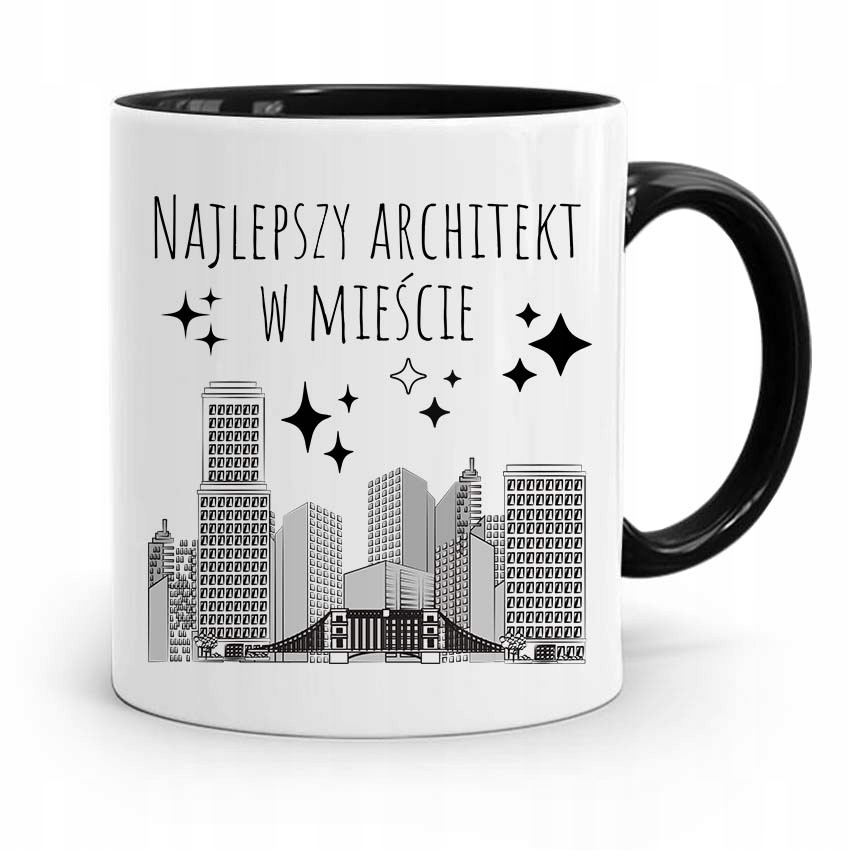 Kubek Czarny Dla Architekta Najlepszy W Mieście Z Nadrukiem Ze Zdjęciem