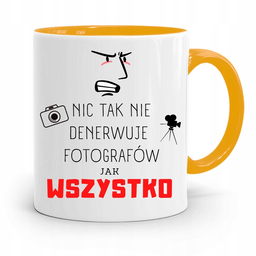 Kubek Żółty Fotografa Fotografa Wszystko Denerwuje Z Nadrukiem Ze Zdjęciem