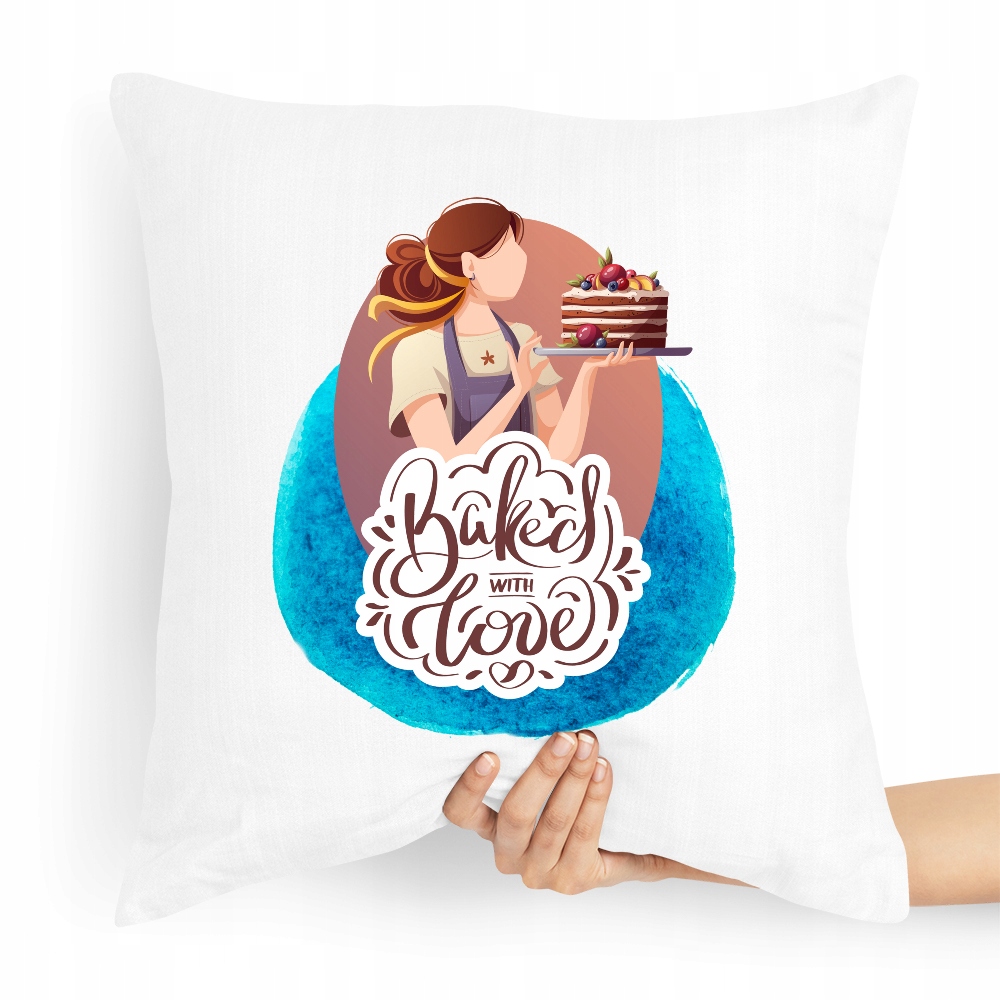 Poduszka Prezent Dla Piekarza Baked With Love Z Nadrukiem Ze Zdjęciem