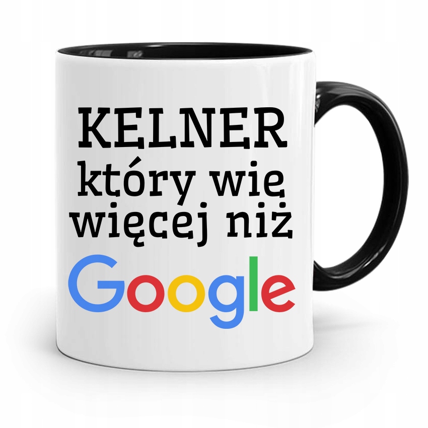 Dla Kelnera Kubek Czarny Więcej Niż Google Z Nadrukiem Ze Zdjęciem