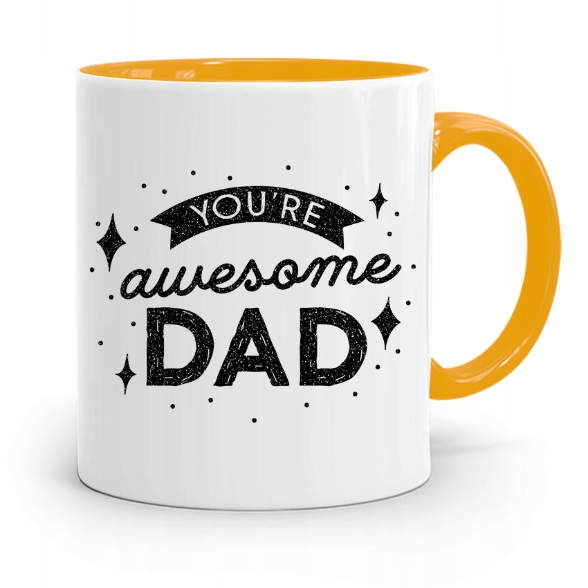 Kubek Żółty Prezent Na Dzień Ojca Awesome Dad Z Nadrukiem Ze Zdjęciem