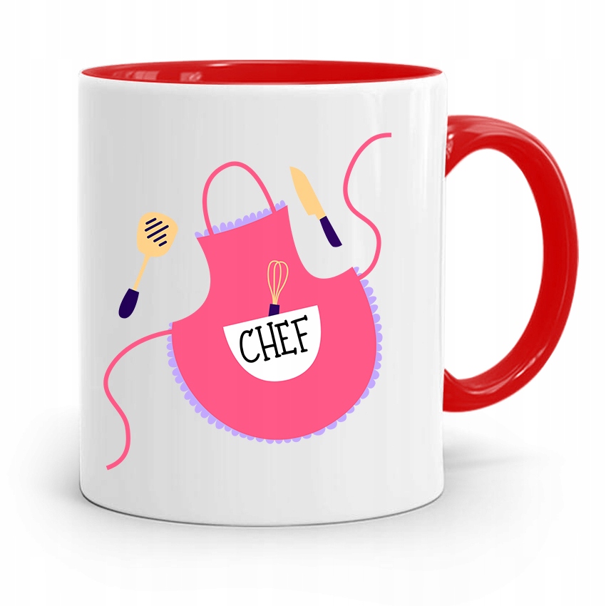 Kubek Czerwony Prezent Dla Kucharza Kucharki Chef Z Nadrukiem Ze Zdjęciem