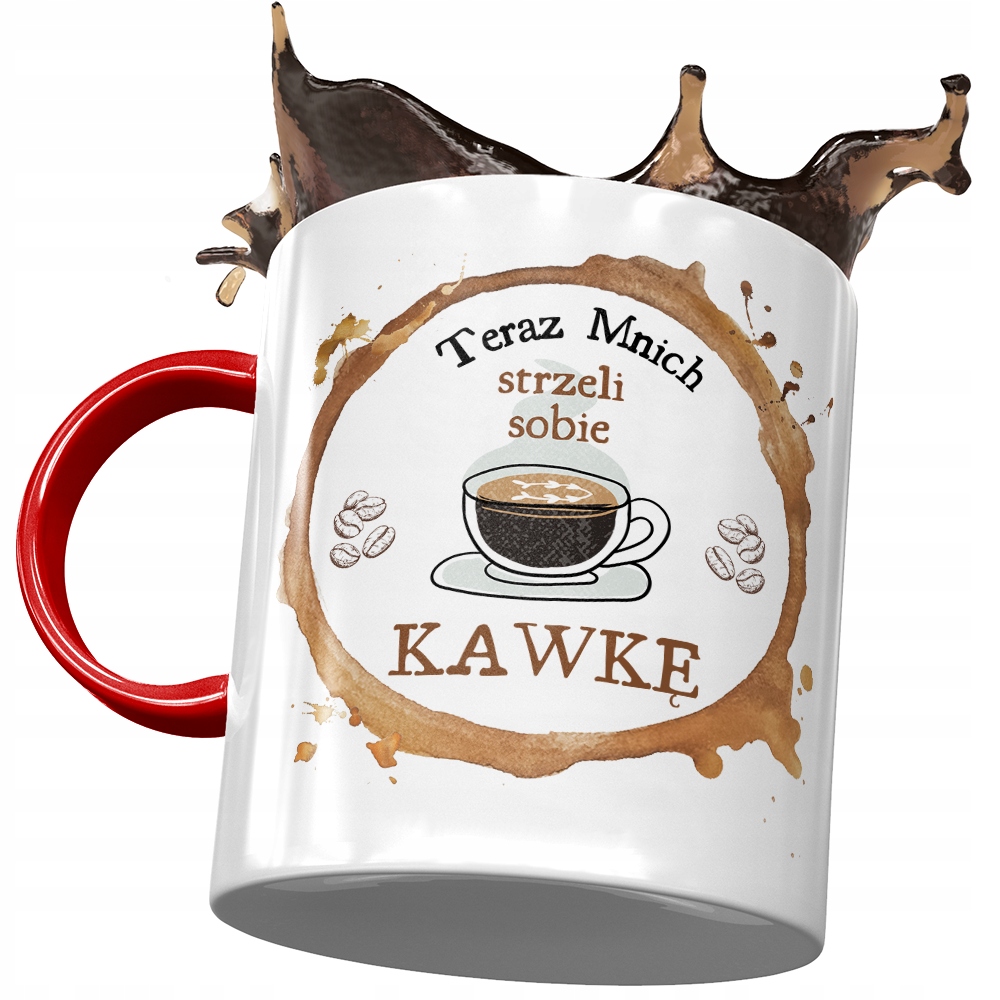 Kubek Czerwony Dla Mnicha Strzeli Sobie Kawkę Z Nadrukiem Ze Zdjęciem