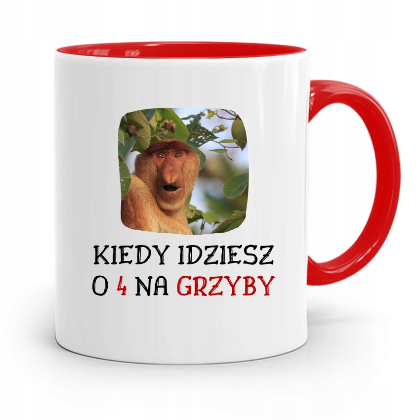 Kubek Czerwony Nosacz Janusz O 4 Na Grzyby Prezent Z Nadrukiem Ze Zdjęciem