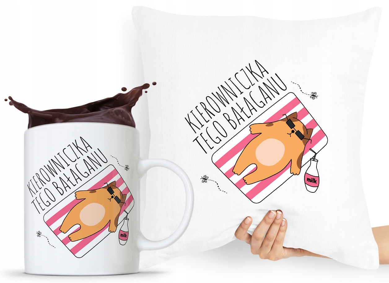 Zestaw Poduszka + Kubek Dla Szefa Szefowej Prezent Z Nadrukiem Ze Zdjęciem