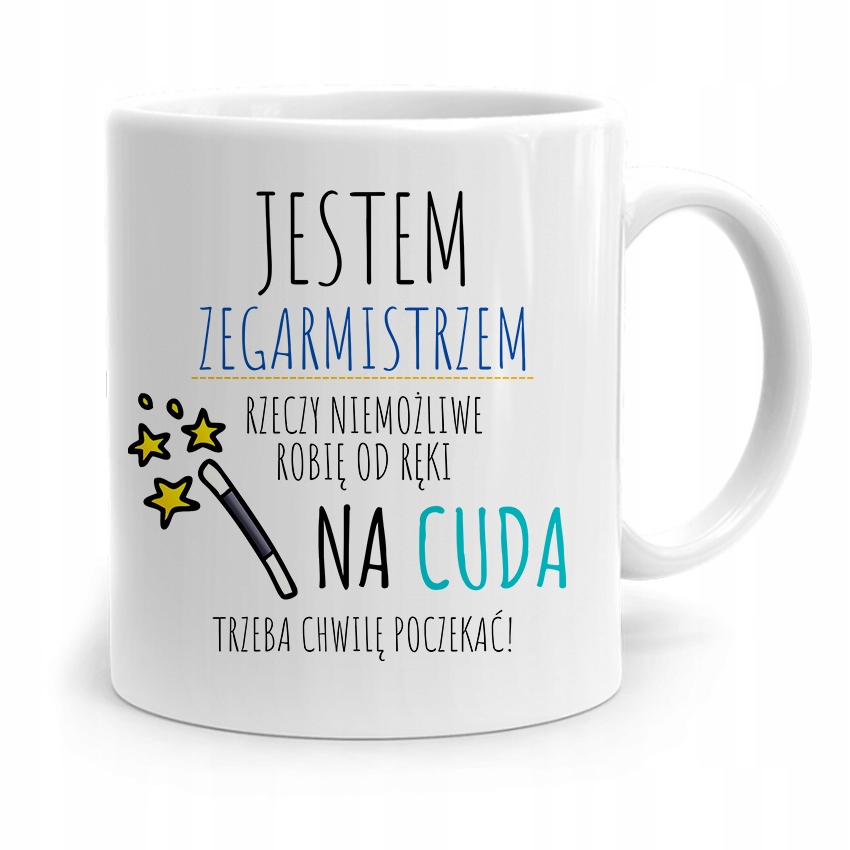 Kubek Prezent Zegarmistrza Na Cuda Trzeba Poczekać Z Nadrukiem Ze Zdjęciem