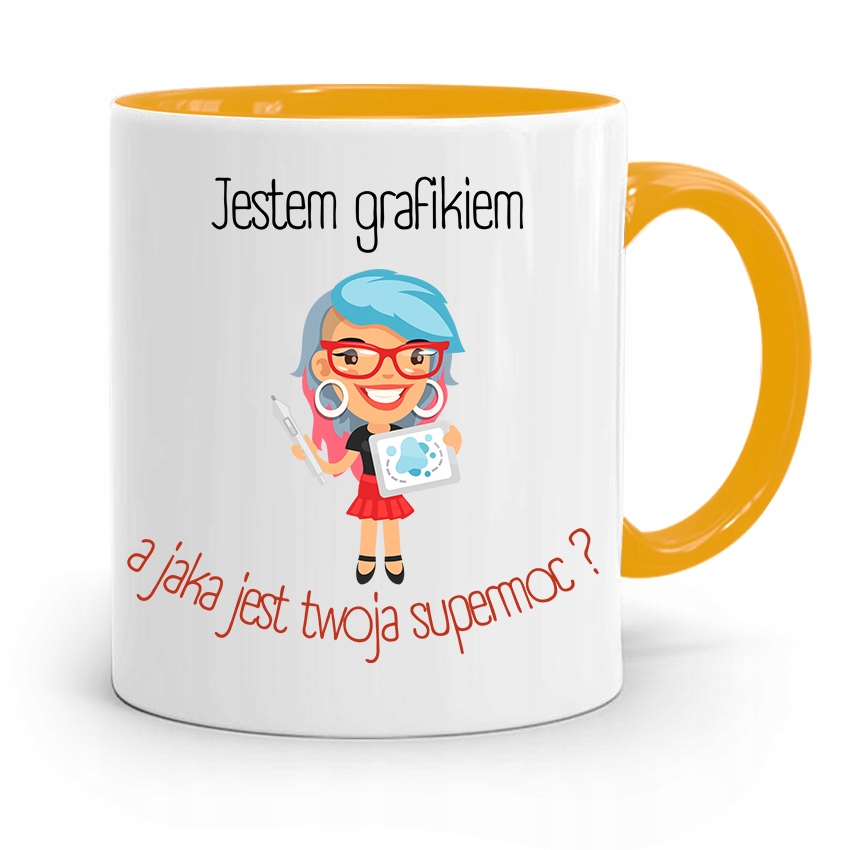Kubek Żółty Prezent Dla Grafika Jestem Grafikiem Z Nadrukiem Ze Zdjęciem