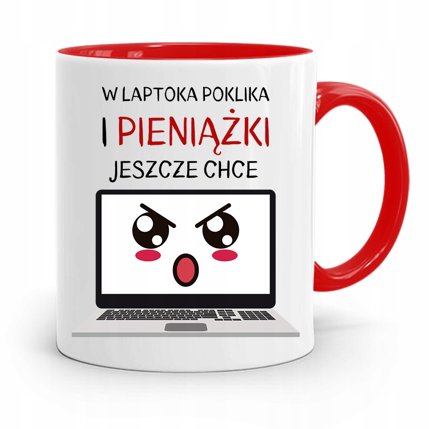 Kubek Czerwony Informatyka Programisty Pieniążki Z Nadrukiem Ze Zdjęciem