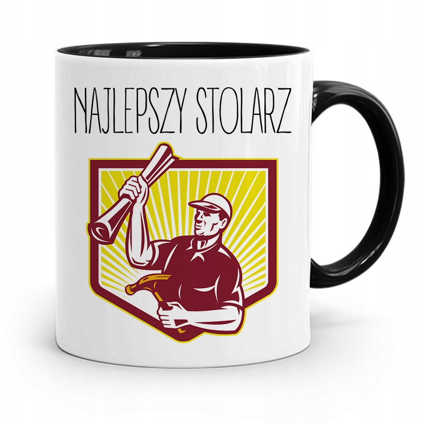 Kubek Czarny Prezent Stolarza Najlepszy Stolarz Z Nadrukiem Ze Zdjęciem