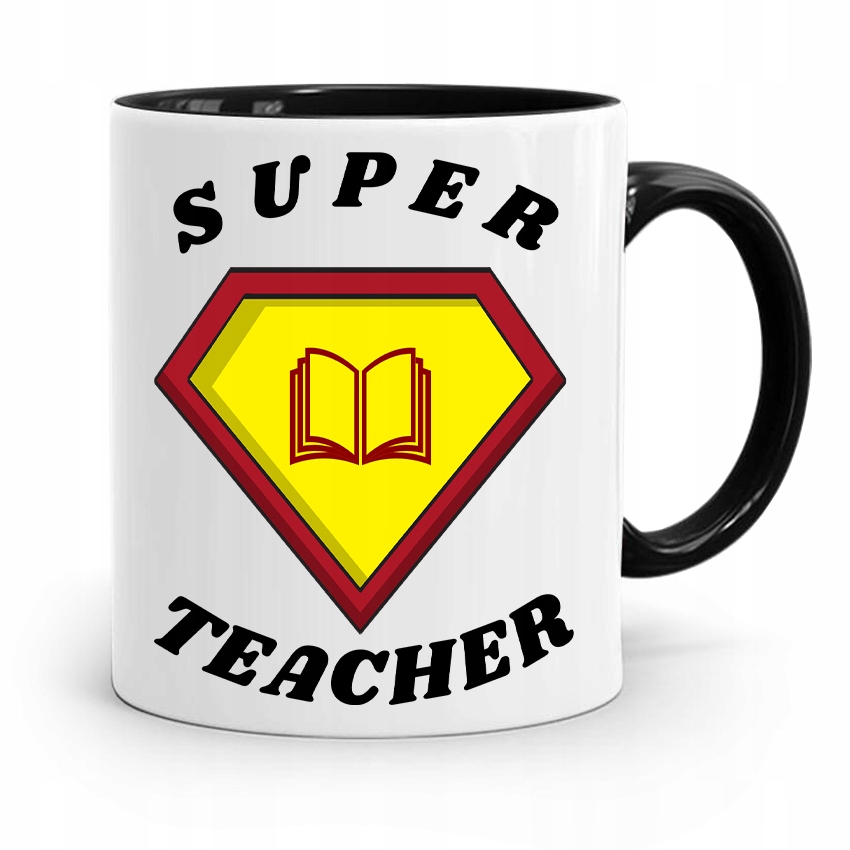 Kubek Czarny Prezent Dzień Nauczyciela Super Z Nadrukiem Ze Zdjęciem