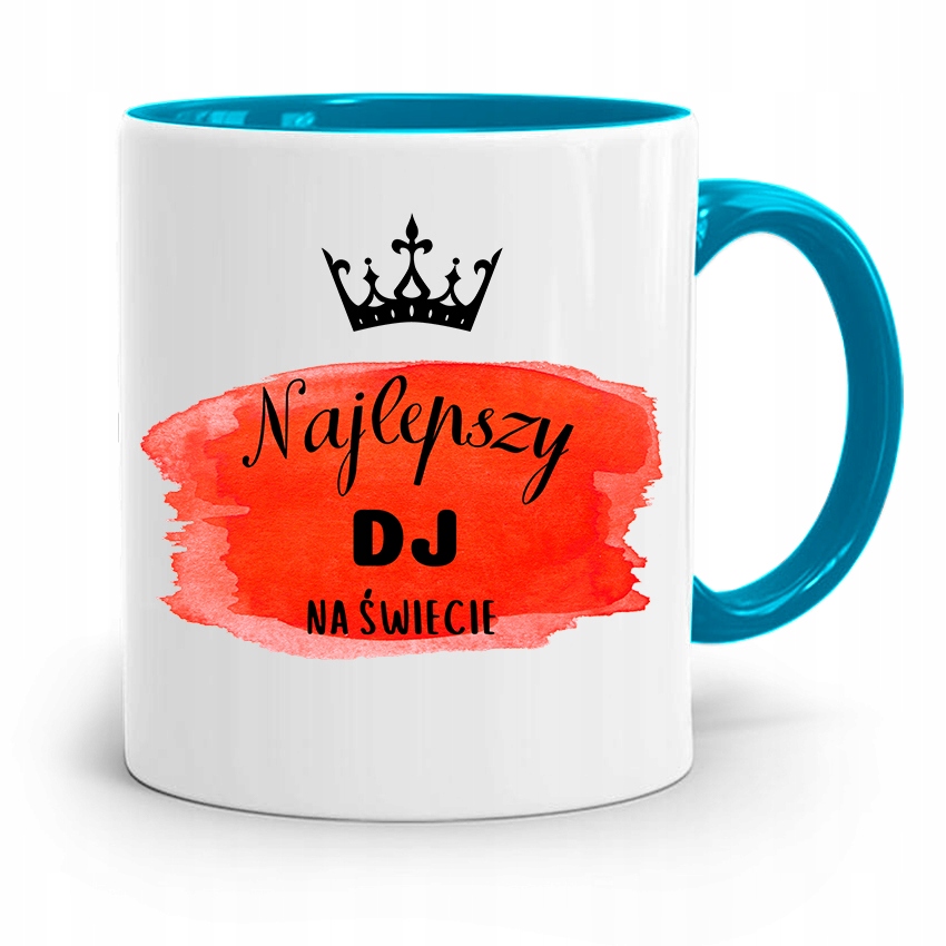 Dla Dja Muzyka Kubek Błękitny Najlepszy Dj Z Nadrukiem Ze Zdjęciem