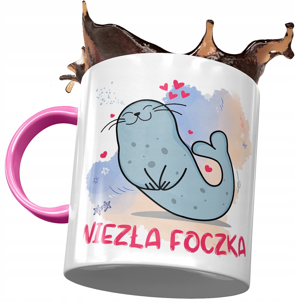 Kubek Różowy Śmieszny Zabawny Niezła Foczka Z Nadrukiem Ze Zdjęciem