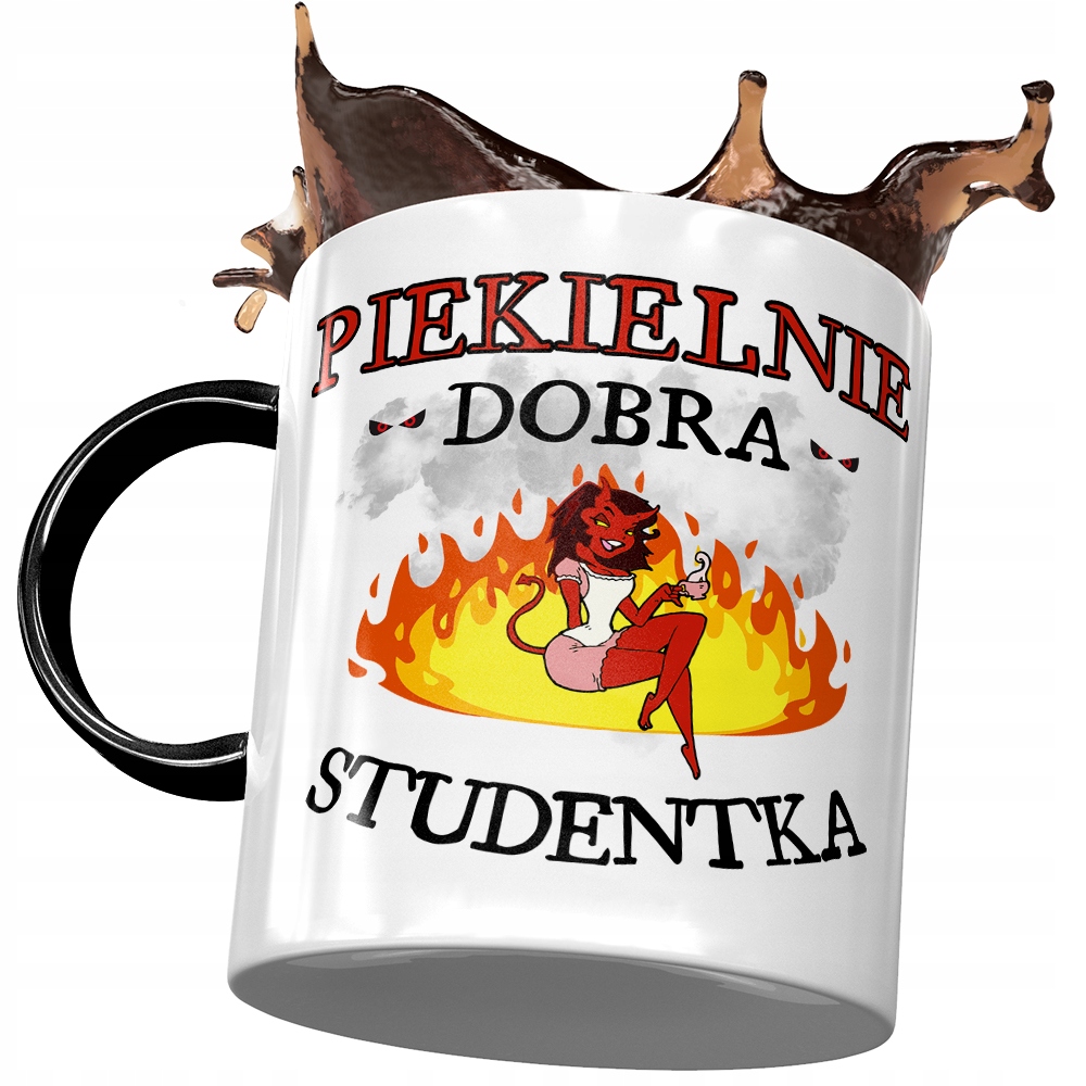 Kubek Czarny Dla Studentki Piekielnie Dobra Kubek Z Nadrukiem Ze Zdjęciem