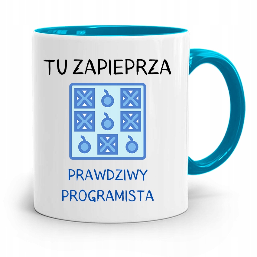 Kubek Błękitny Informatyka Zapieprza Programista Z Nadrukiem Ze Zdjęciem