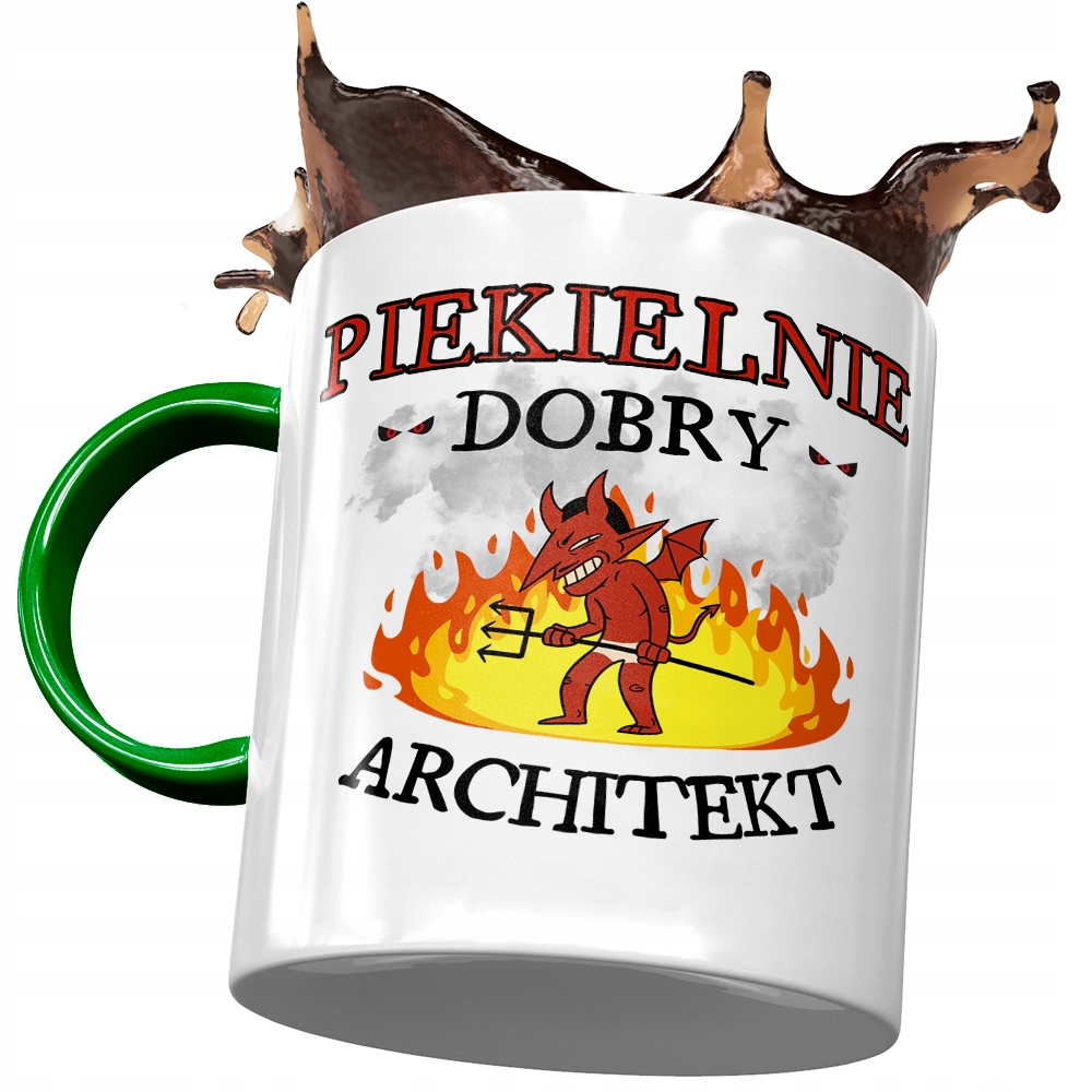 Kubek Zielony Dla Architekta Piekielnie Dobry Z Nadrukiem Ze Zdjęciem