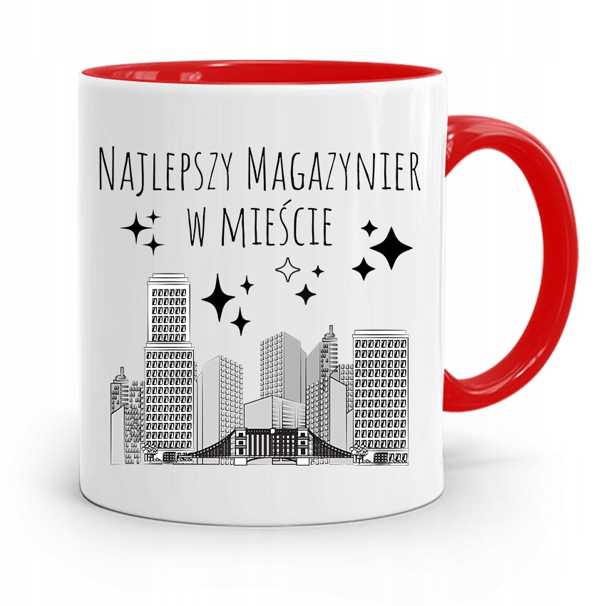 Kubek Czerwony Dla Magazyniera Najlepszy W Mieście Z Nadrukiem Ze Zdjęciem