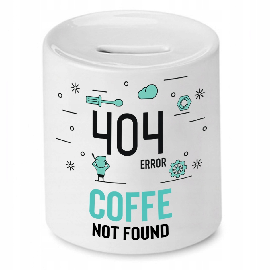 Skarbonka Informatyka Programisty Coffe Not Found Z Nadrukiem Ze Zdjęciem