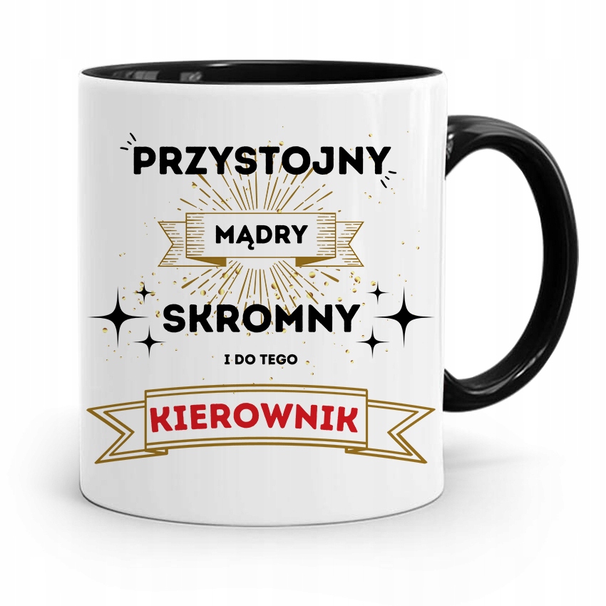 Kubek Czarny Dla Kierownika Przystojny Mąry Z Nadrukiem Ze Zdjęciem