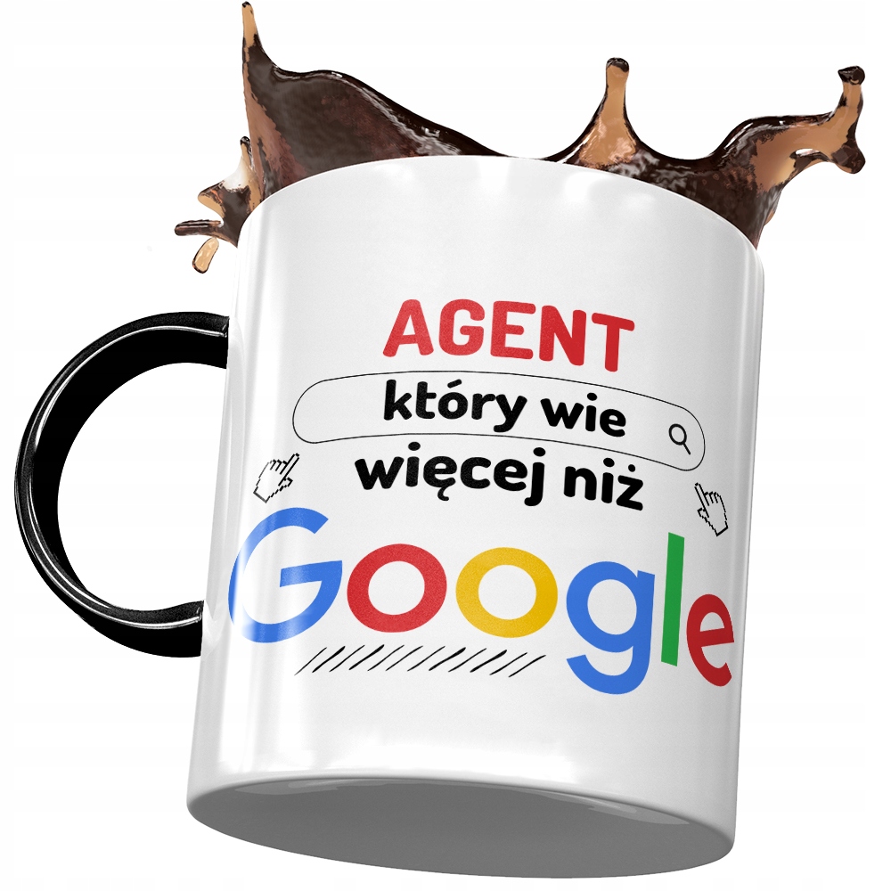 Kubek Czarny Dla Agenta Wie Więcej Niż Google Z Nadrukiem Ze Zdjęciem