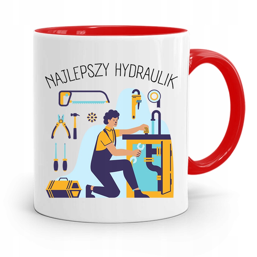Kubek Czerwony Prezent Dla Hydraulika Najlepszy Z Nadrukiem Ze Zdjęciem