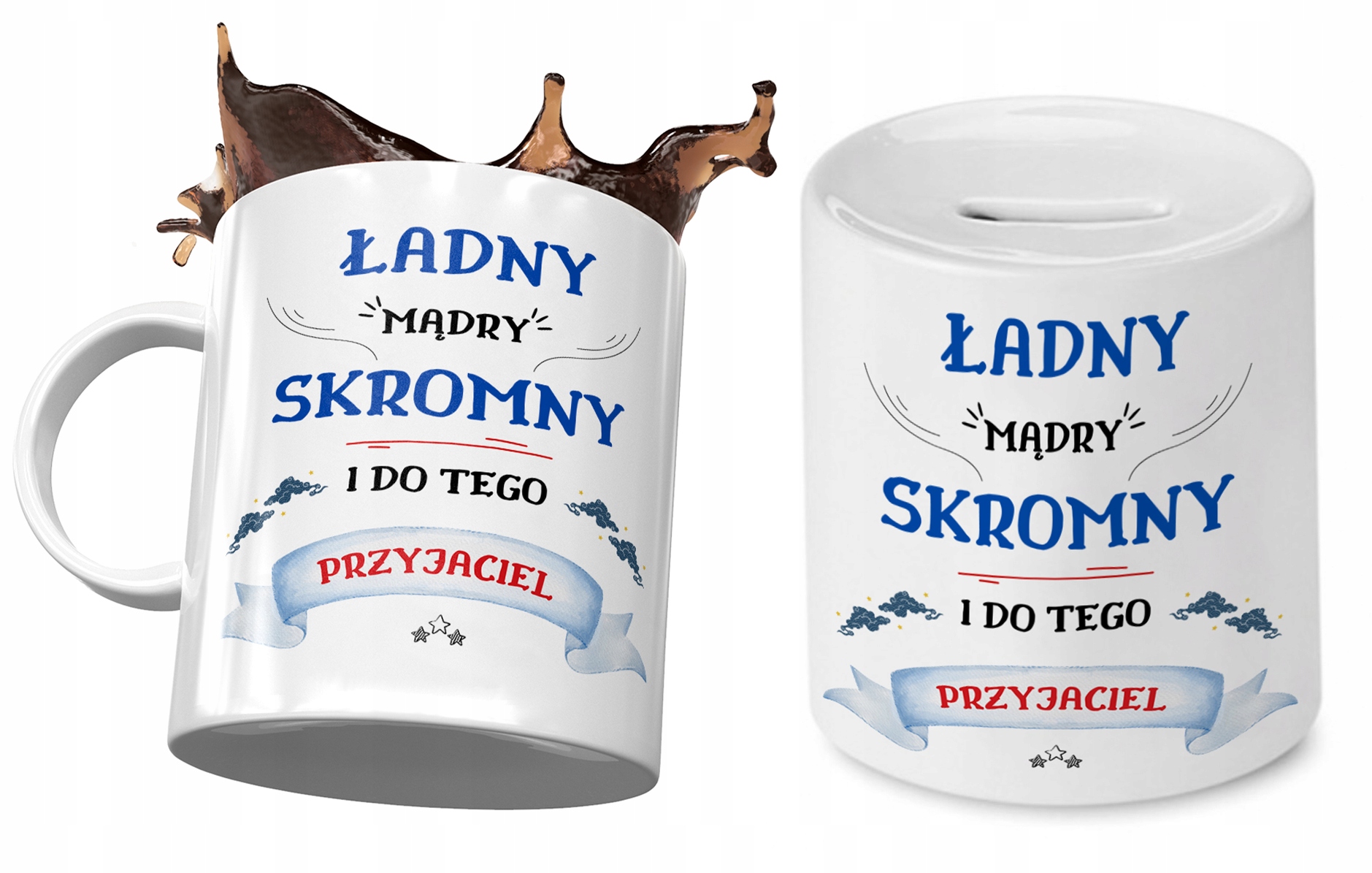 Dla Przyjaciela Zestaw Kubek + Skarbonka Prezent Z Nadrukiem Ze Zdjęciem