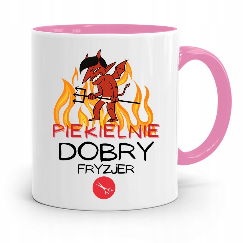 Kubek Różowy Dla Fryzjera Piekielnie Dobry Fryzjer Z Nadrukiem Ze Zdjęciem
