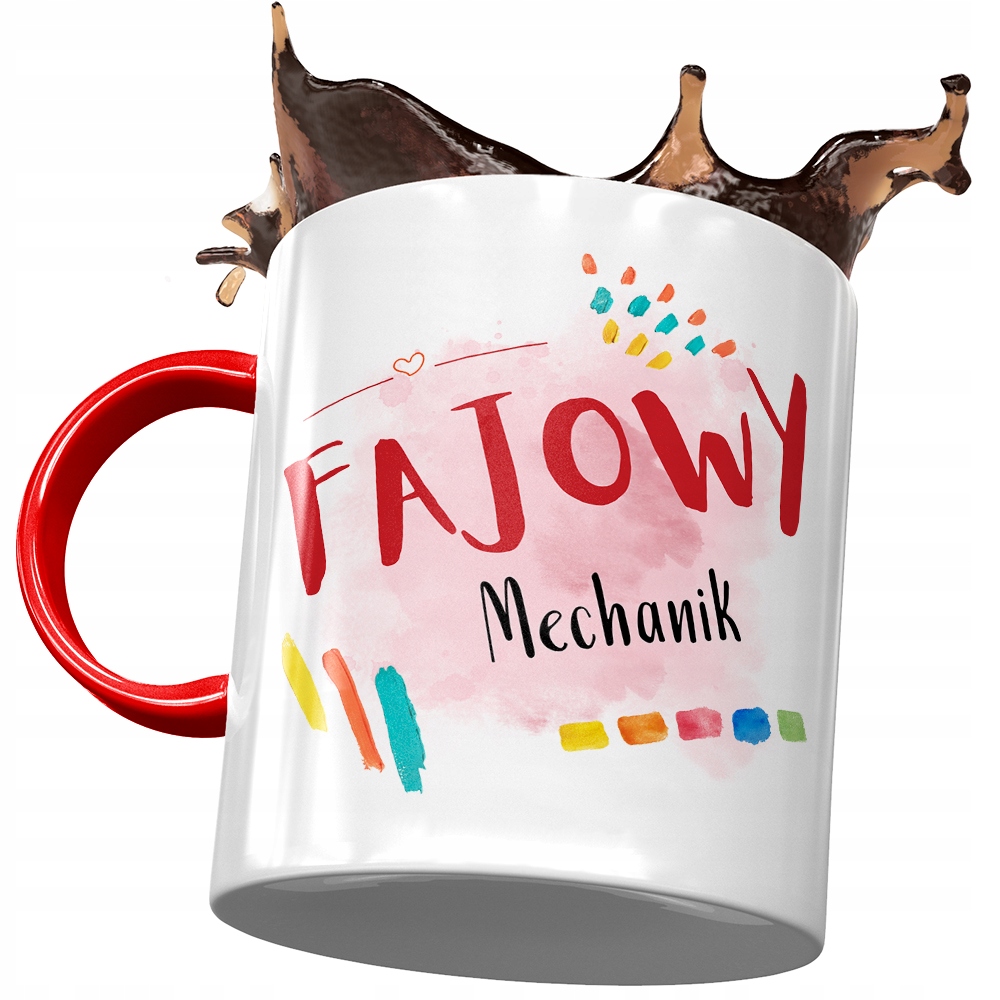 Kubek Czerwony Dla Mechanika Fajowy Mechanik Z Nadrukiem Ze Zdjęciem