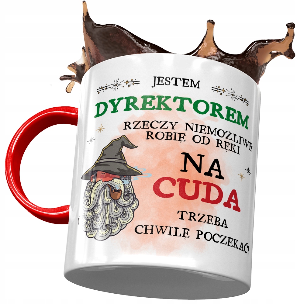 Kubek Czerwony Dla Dyrektora Na Cuda Trzeba Chwilę Z Nadrukiem Ze Zdjęciem
