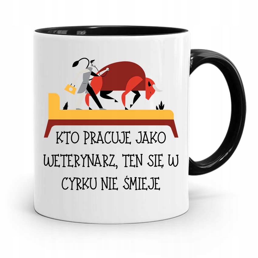 Kubek Czarny Dla Weterynarza Kto Pracuje Jako Z Nadrukiem Ze Zdjęciem