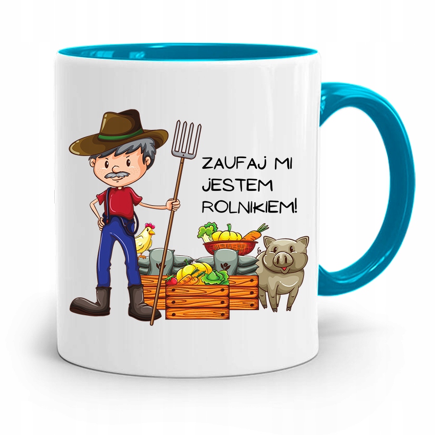 Dla Rolnika Kubek Błękitny Zaufaj Mi! Prezent Z Nadrukiem Ze Zdjęciem