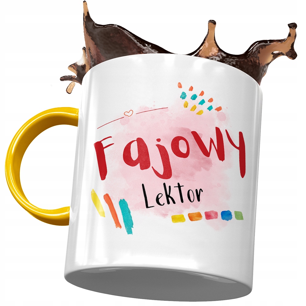 Kubek Żółty Dla Lektora Fajowy Lektor Na Prezent Z Nadrukiem Ze Zdjęciem