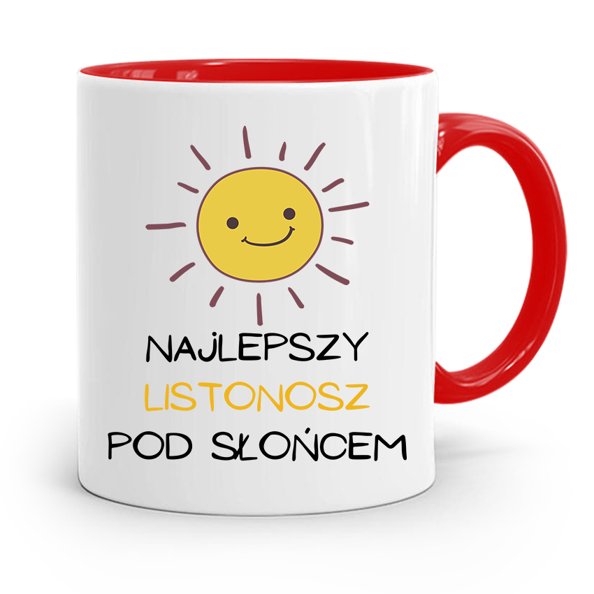 Kubek Czerwony Prezent Dla Listonosza Najlepszy Z Nadrukiem Ze Zdjęciem