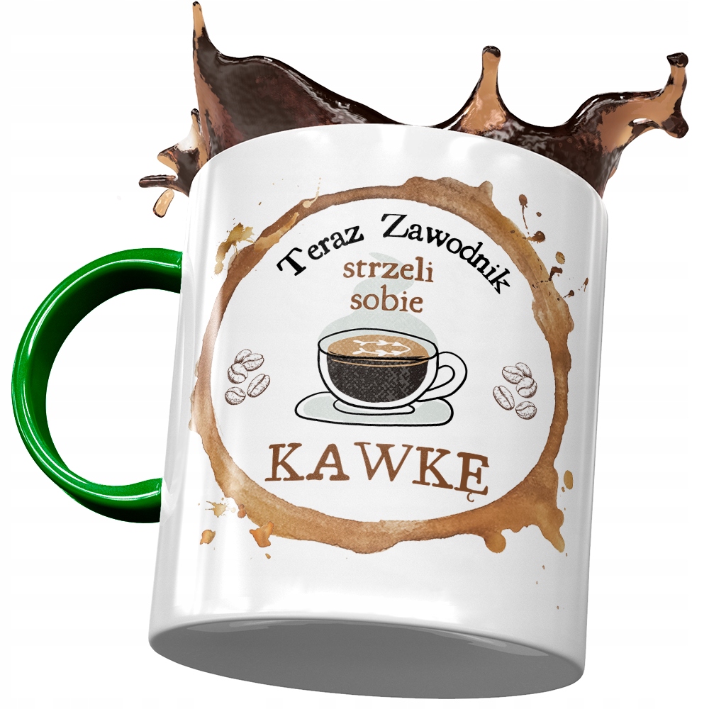Kubek Zielony Dla Zawodnika Strzeli Sobie Kawkę Z Nadrukiem Ze Zdjęciem