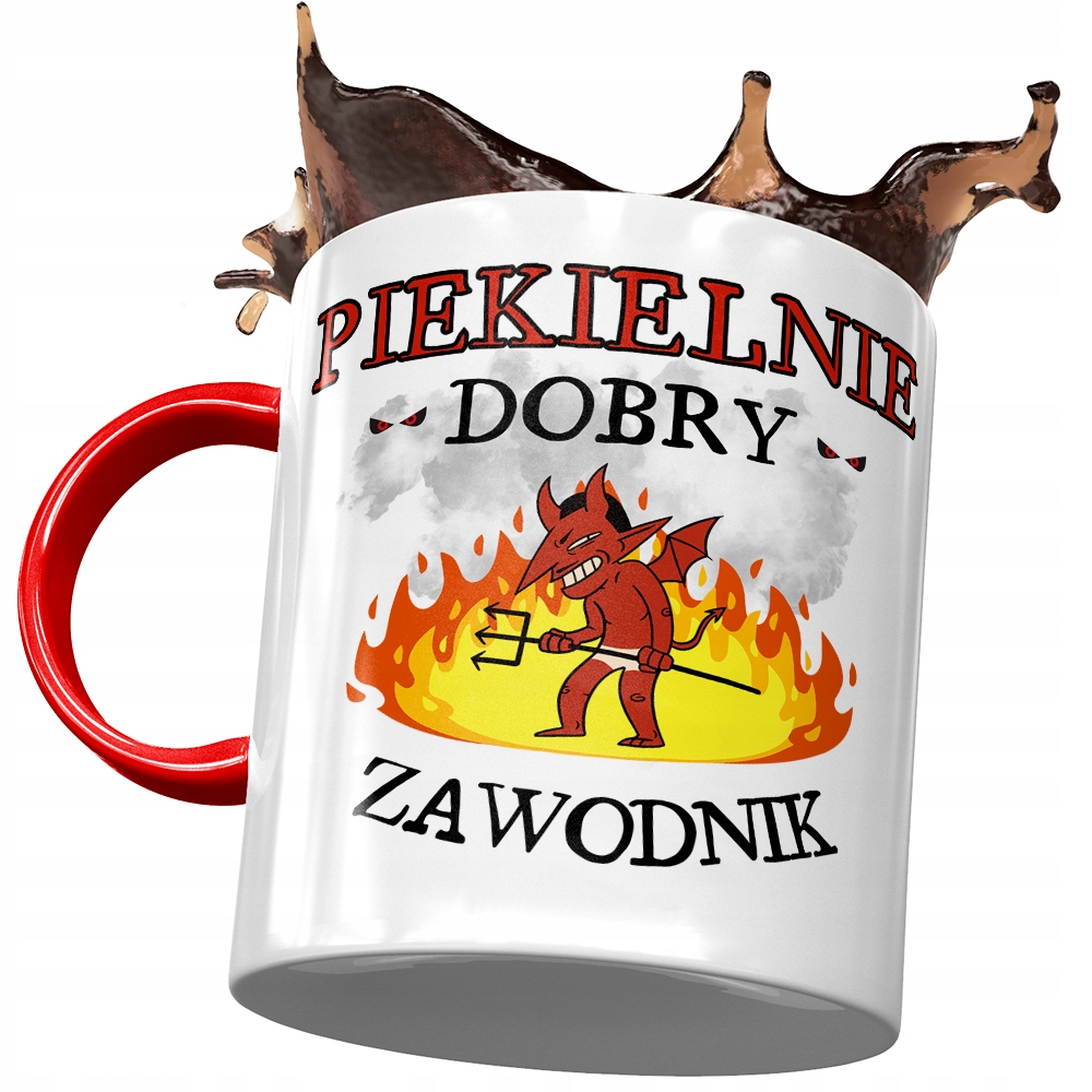 Kubek Czerwony Dla Zawodnika Piekielnie Dobry Z Nadrukiem Ze Zdjęciem