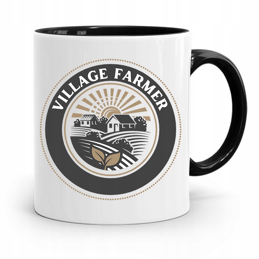 Dla Rolnika Kubek Czarny Village Farmer Prezent Z Nadrukiem Ze Zdjęciem