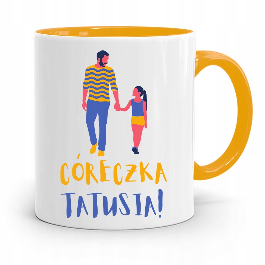 Kubek Żółty Prezent Dla Córki Córeczka Tatusia Z Nadrukiem Ze Zdjęciem