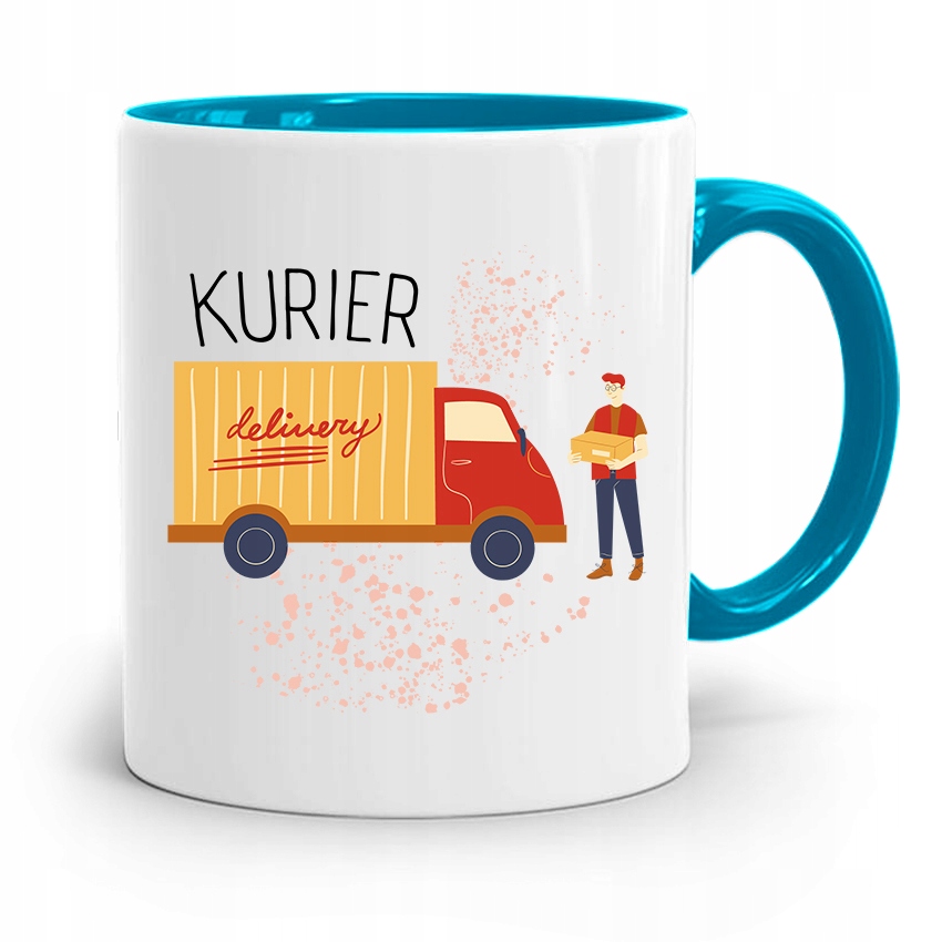 Kubek Błękitny Dla Kuriera Najlepszy Kurier Z Nadrukiem Ze Zdjęciem