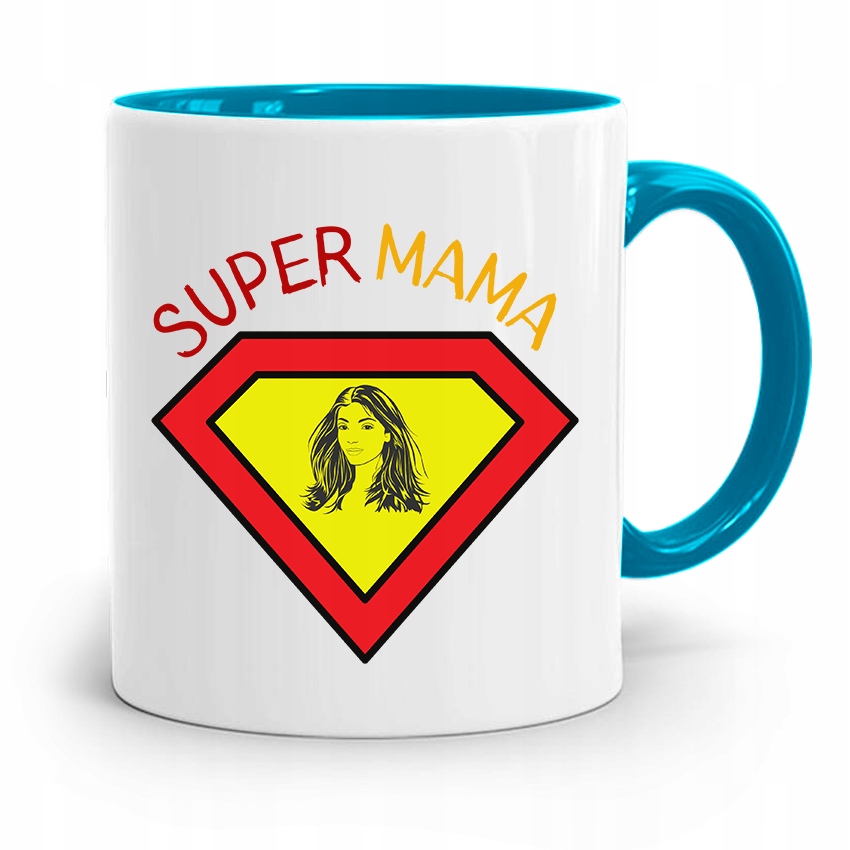 Kubek Błękitny Dla Mamy Mame Super Mama Prezent Z Nadrukiem Ze Zdjęciem