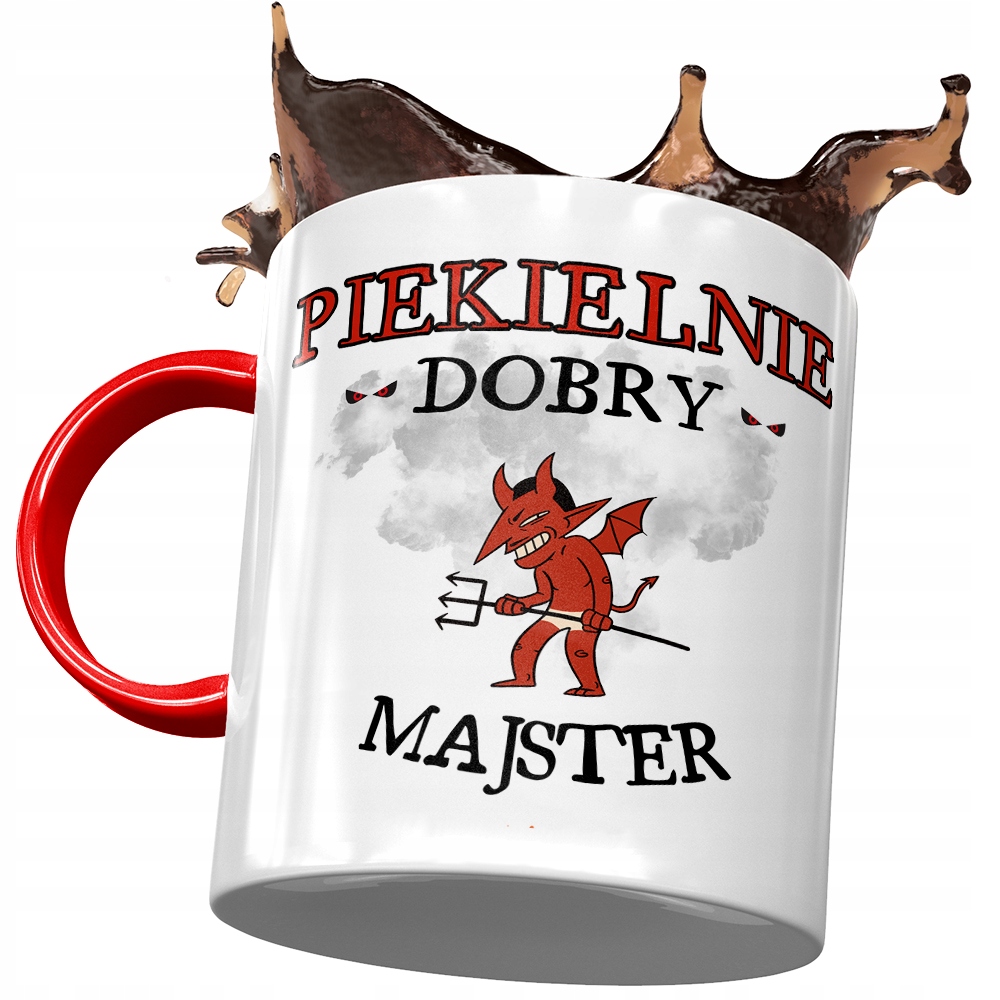 Kubek Czerwony Dla Majstra Piekielnie Dobry Z Nadrukiem Ze Zdjęciem
