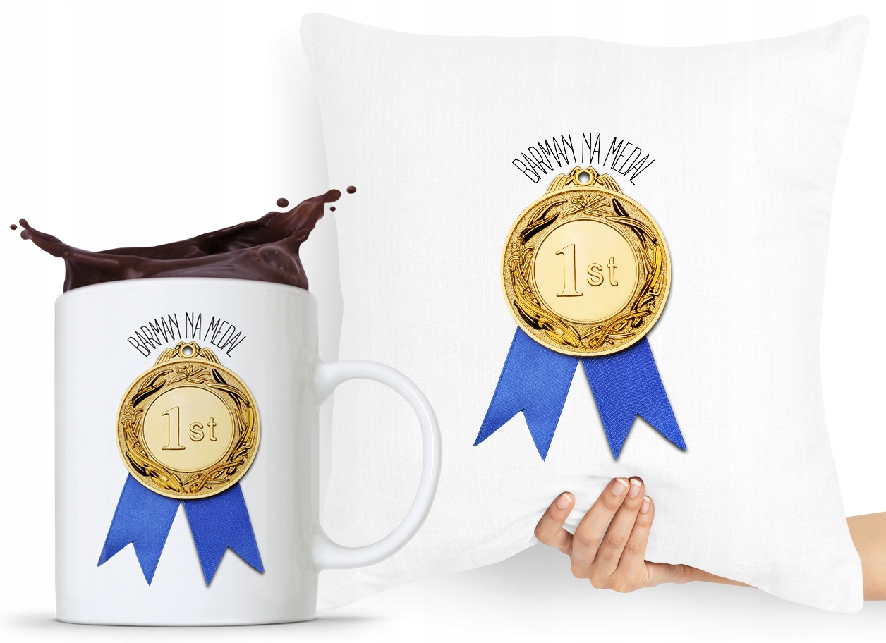 Zestaw Poduszka + Kubek Prezent Dla Barmana Z Nadrukiem Ze Zdjęciem