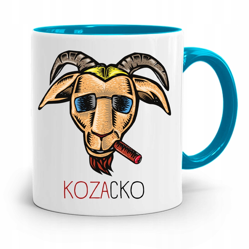 Kubek Błękitny Śmieszny Zabawny Kozacko Prezent Z Nadrukiem Ze Zdjęciem