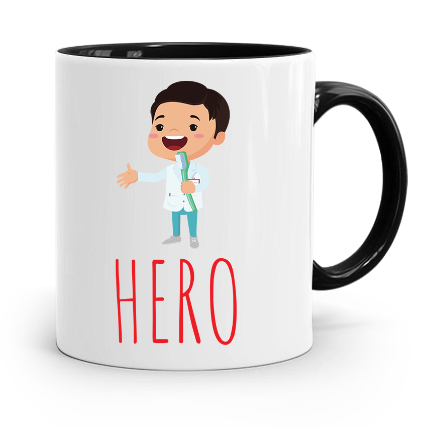 Kubek Czarny Prezent Dentysty Stomatologa Hero Z Nadrukiem Ze Zdjęciem