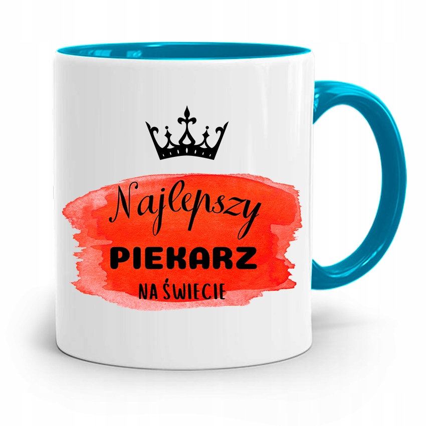 Kubek Błękitny Prezent Dla Najlepszego Piekarza Z Nadrukiem Ze Zdjęciem