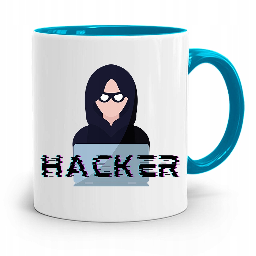 Kubek Błękitny Programisty Hacker Prezent Z Nadrukiem Ze Zdjęciem