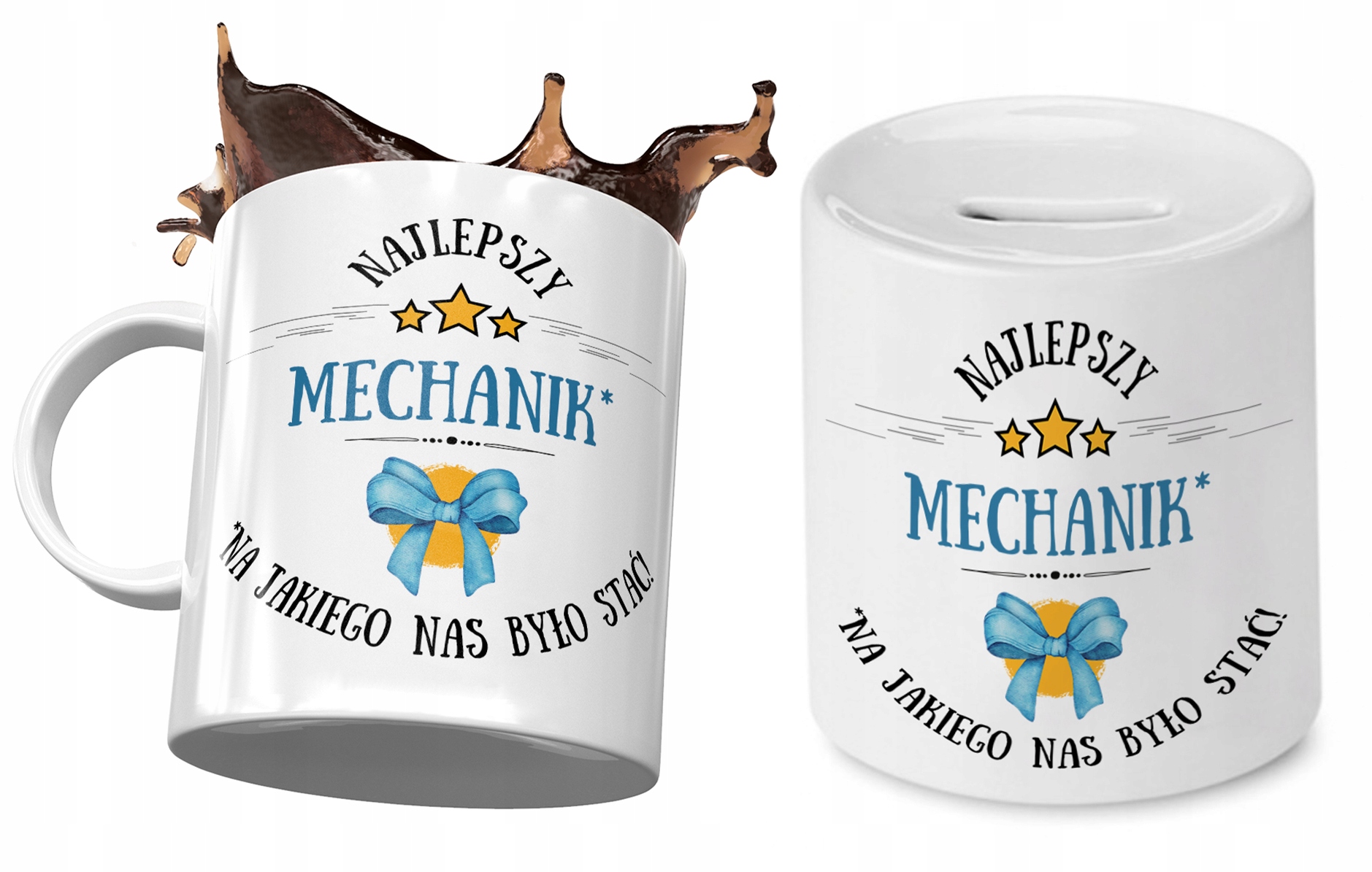 Dla Mechanika Zestaw Kubek + Skarbonka Na Prezent Z Nadrukiem Ze Zdjęciem
