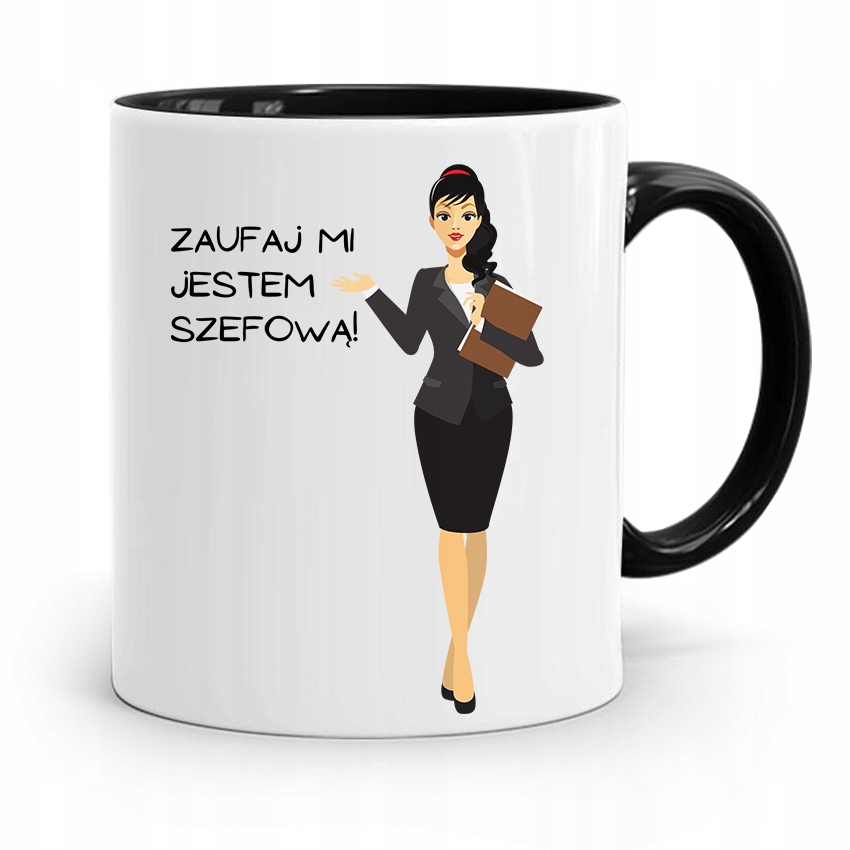 Kubek Czarny Prezent Zaufaj Mi Jestem Szefową Z Nadrukiem Ze Zdjęciem