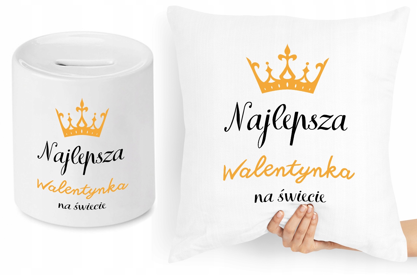 Na Walentynki Zestaw Poduszka + Skarbonka Prezent Z Nadrukiem Ze Zdjęciem