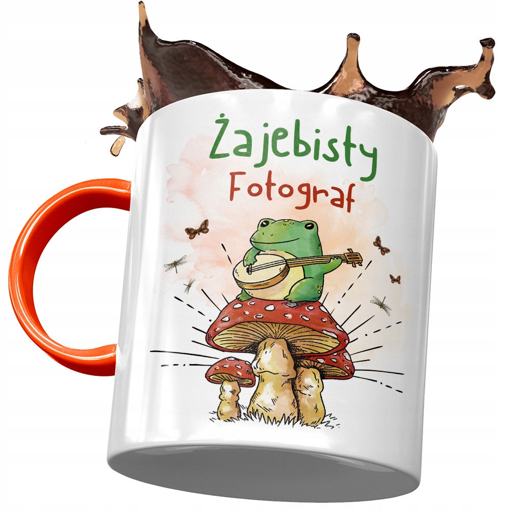 Kubek Pomarańczowy Dla Fotografa Żajebisty Z Nadrukiem Ze Zdjęciem