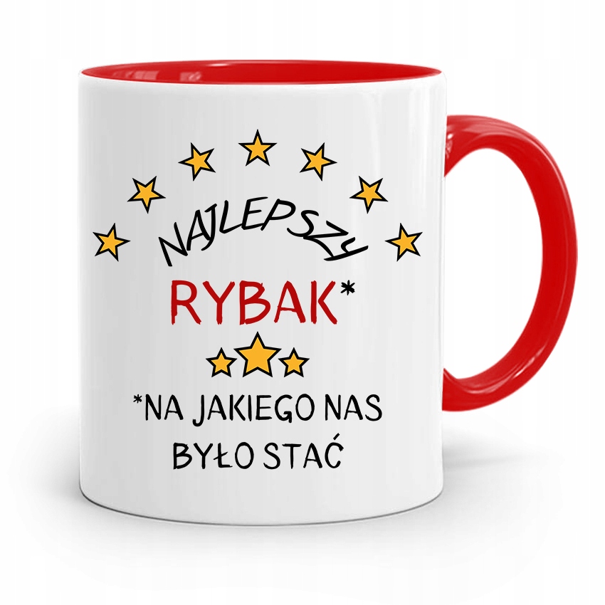 Kubek Czerwony Wędkarza Najlepszy Rybak Prezent Z Nadrukiem Ze Zdjęciem